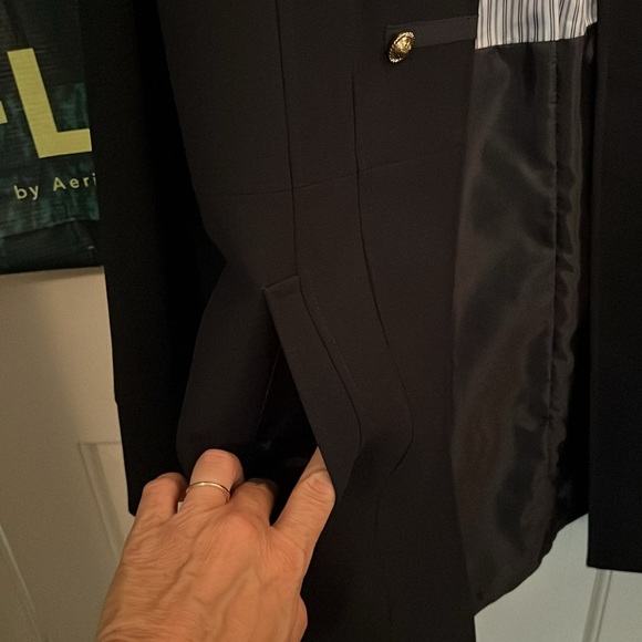 Tahari Black Trench Coat with Gold Accents - Picture 2 of 5